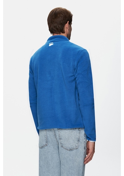 Ucla Cornıng Mavi Yarım Fermuarlı Nakışlı Polar Standard Fit Erkek Sweatshirt Mavi