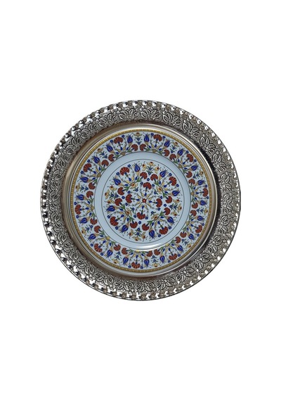 Armada Çini Prt 35 25 Cm Sarı Altın Yaldızlı Lale Karanfil Desen