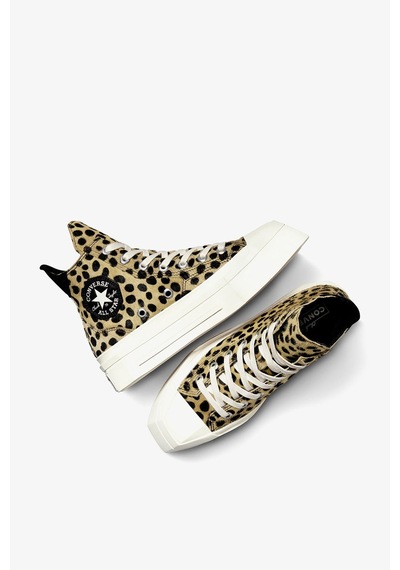 Converse Chuck 70 Leopard Print De Luxe Squared Kadın Platform Sneaker Siyah