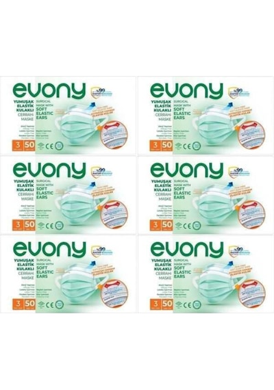 Evony Yumuşak Elastik Kulaklı Cerrahi Maske 300 Adet