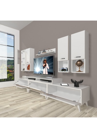 Decoraktiv Ekoflex 8da Mdf Retro Tv Ünitesi Tv Sehpası Beyaz