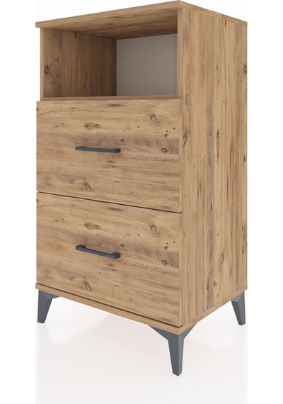 Hyperion Komodin Tek Raflı 2 Çekmeceli 60x44x106 Çam-çam Çam