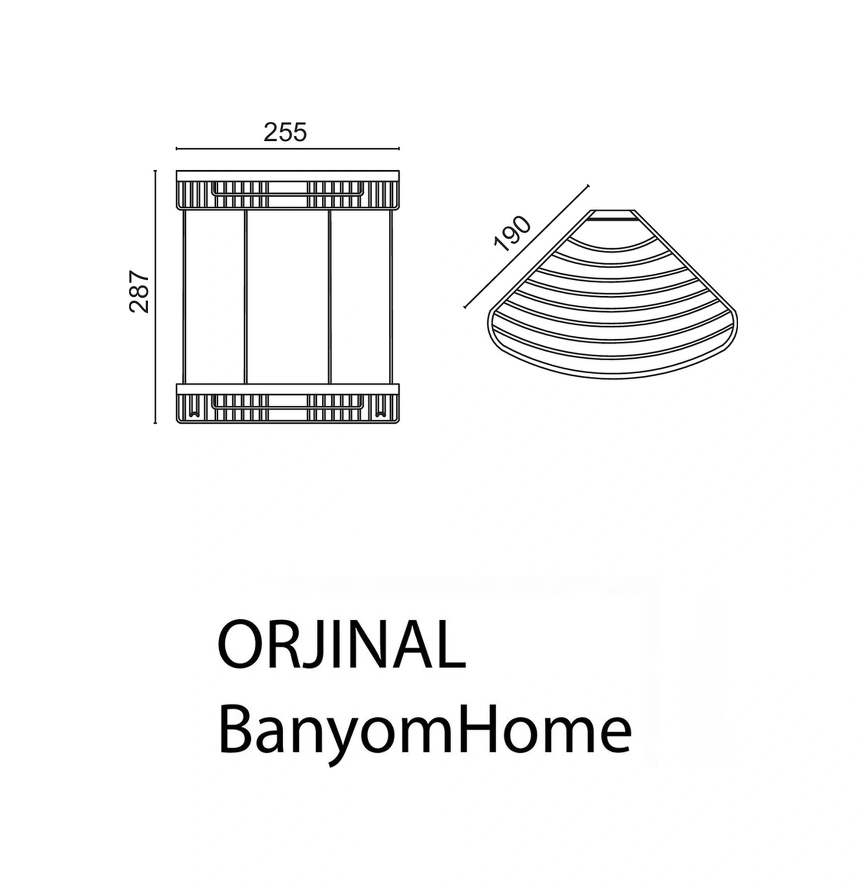Çelik Banyo Paslanmaz Pirinç Mat Siyah Destina 2'li 19x19 Cm Şampuanlık Banyo Rafı Siyah