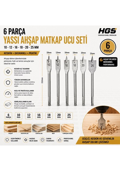 6 Parça Yaprak Matkap Ucu Seti