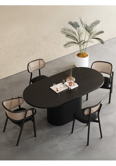 Apolena Oval Ahşap Bohem Yemek Masası 80x160 Siyah Apolena Oval Ahşap Bohem Yemek Masası 80x160 Siyah