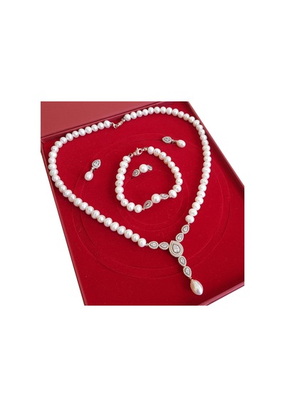 Chavin Inci Rose Gümüş Kolye Küpe Bileklik Yüzük Takım Set Ei71Rs 483195994