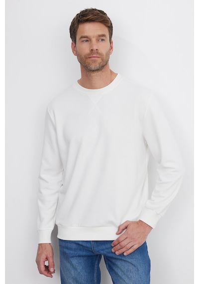 Tudors Unisex Relax Fit Rahat Kesim %100 Pamuk 3 İplik Basic Beyaz Bisiklet Yaka Sweatshirt-26563 Tudors Unisex Relax Fit Rahat Kesim %100 Pamuk 3 İplik Basic Beyaz Bisiklet Yaka Sweatshirt-26563