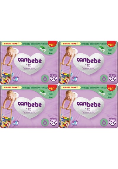 Canbebe Bebek Bezi Beden:6 15-27kg Extra Large 128 Adet 6 Numara