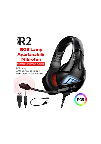 xMowi R2 Mikrofonlu RGB Oyuncu Kulaklığı