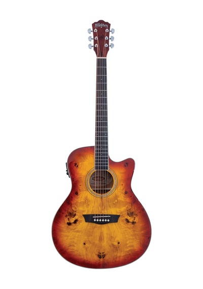 Washburn Dfbacea Deep Forest Burl Ace Amber Fade Elektro Akustik Kesik Kasa Sahne Preamp Sistemi