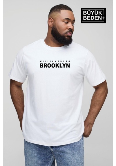 Superlife Erkek Büyük Beden Willams.brooklyn Baskılı Bisiklet Yaka Tshırt Spr25bts15 Beyaz