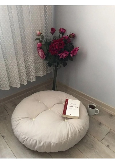 Makrome Salıncak Yer Minder Puf 70x70 Krem