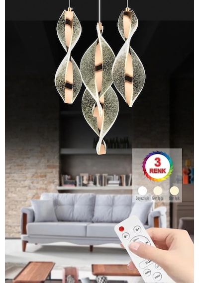 İstanbul Avize Mars 4'lü Gold Kumandalı 3 Renk Led Lüx Modern Ledli Avize
