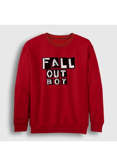Presmono Unisex Boxes Fall Out Boy Sweatshirt Kırmızı