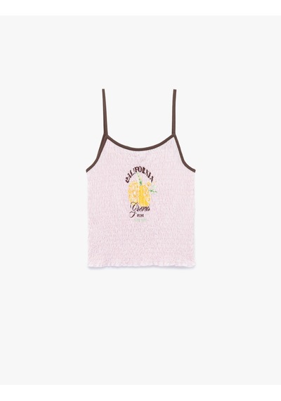 Koton Slim Fit Askılı Baskılı Gipeli Kolsuz Bluz Pembe 5sal30333ık Gül