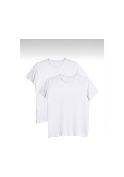 Bürke 2'li Erkek/Unisex Beyaz Renk %100 Pamuk Bisiklet Yaka Basic Tişört
