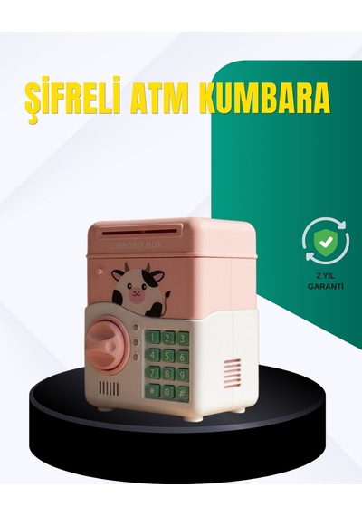 Pembe - 668 - Şifreli Eğitici Atm Kasa - Nazblsmm - Çocuk Kumbarası
