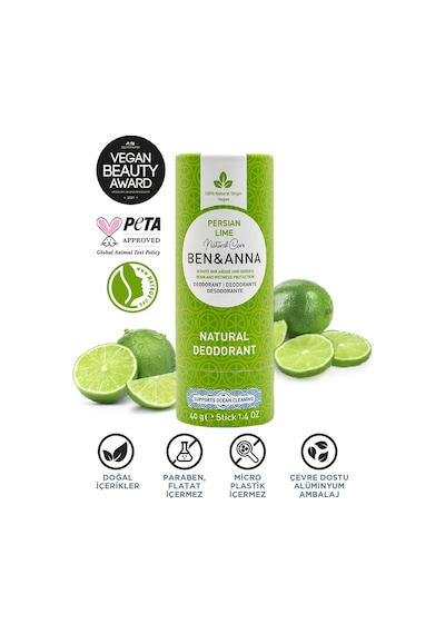Ben & Anna Persian Lime Vegan Deodorant Stick 40 G