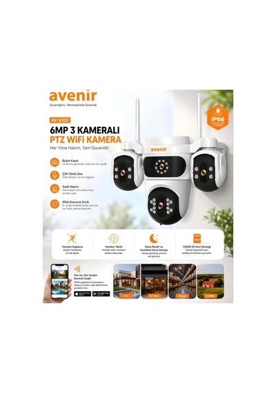 Avenir Av-s323 6mp 3 Kameralı Wifi Kamera