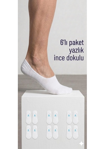 Km Collections 6'lı Set Babet Çorap Erkek&kadın Beyaz