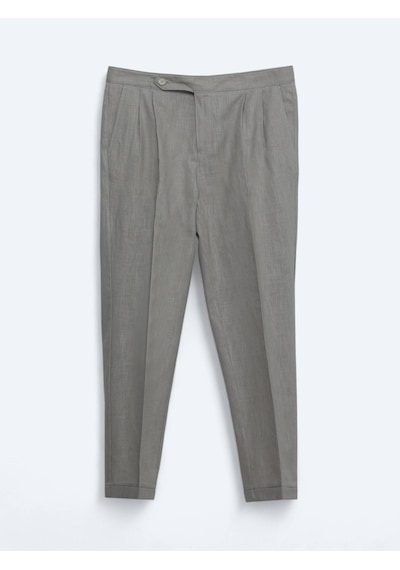 Kip Vizon Dokuma Carrot Fit Casual Pamuk Karışımlı Pantolon Vizon