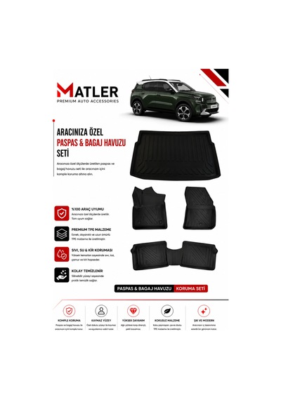 Citroen C3 Aircross Elektrikli 2026 Model 4d Ekstra Havuzlu Paspas Ve Bagaj Havuzu Set