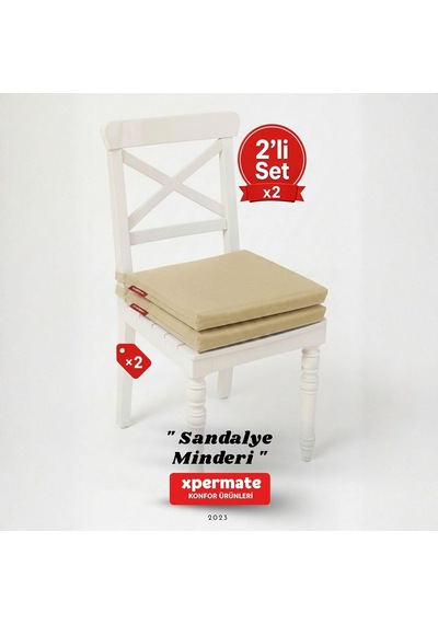 2'li Sandalye Minderi 40x40 Cm Fermuarlı Su İtici Leke Tutmaz Bağcıklı Bahçe Balkon Minderi Seti Çok Renkli