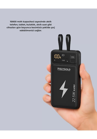 Powerbank Dahili Ekranlı 10000 Mah Çift Kablolu Yeni Nesil Belirtilmemiş