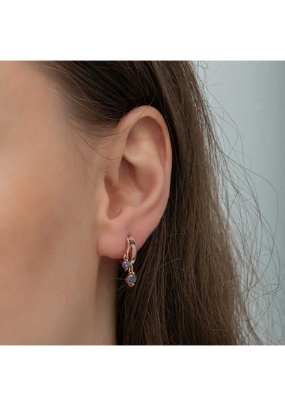 Gümüş Rose Sallantılı Mistik Topaz Kadın Küpe 14 MM-Gümüş