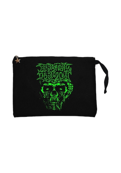 Brutal Truth Graphic Siyah Clutch Astarlı Cüzdan / El Çantası Siyah