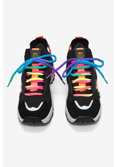 Tonny Black Rahat Kalıp Renkli Lastik Boğazlı Bağcıklı Sneaker Kadın Siyah Sneaker Tbtdyz1903