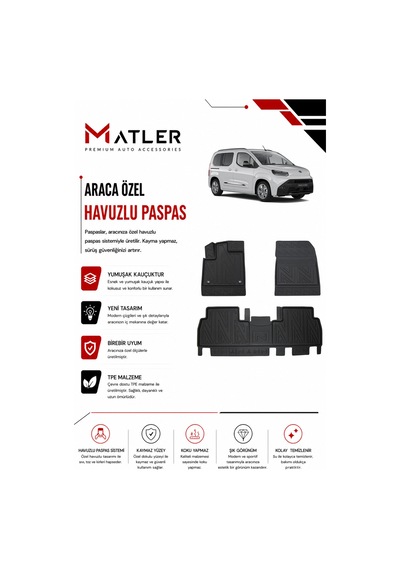 Toyota Proace City 2020 Model 4d Ekstra Havuzlu Paspas
