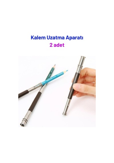 Kurşun Kalem Uzatıcı 2 Adet, Kurşun Kalem Tutucu Aparat Siyah Standart