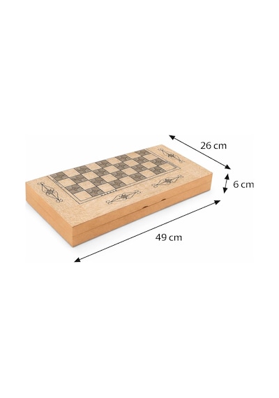 Star Marmara Yakma Ahşap Tavla 12 Mm Mdf Kasa, Parlak Selefon Kaplama, 36 Mm Krem & Siyah