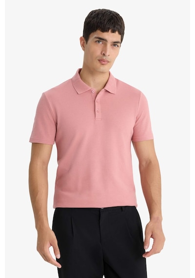 Defacto Slim Fit Dar Kesim Polo Yaka Kısa Kollu Pamuklu Modal Karışımlı Basic Düz Tişört M6609az25spbr103 Pembe