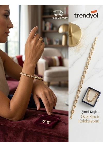 Xuping Premium 14k Altın Kaplama Zirkon Taşlı Vıp Zincir Bileklik Altın - Çelik