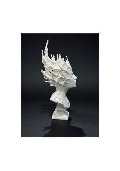 Gotik Kraliçe Büstü - 3d Baskı Fantastik Elf Taçlı Heykel