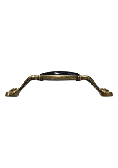 Miray 96 Mm Metal Antik Sarı Siyah Porselen Desenli / 5 Adet Antik