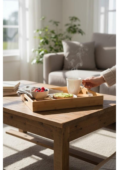 Bambu Tepsi Büyük Boy Premium 40x30 Cm Tps4030 Kahverengi