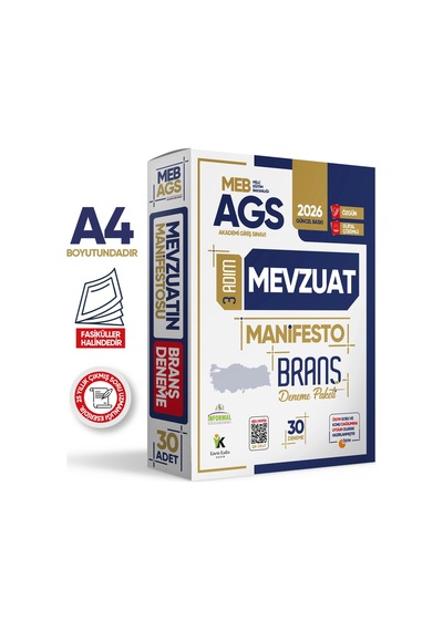 2026 MEB AGS TÜRKÇE-MATEMATİK-TARİH-COĞRAFYA-MEVZUAT 3 Adım 5li Manifesto 150 Adet Branş Deneme Seti