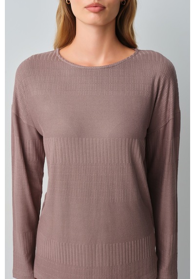 Suwen Comfort Geniş Yaka Pijama Takımı Wsh105100951268 Cappuccino
