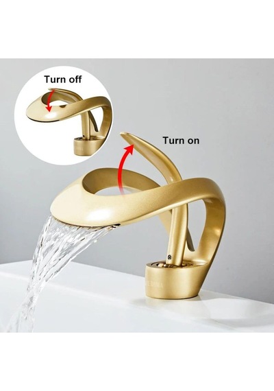 Lüks Gold Altın Şelale Lavabo Bataryası Gold