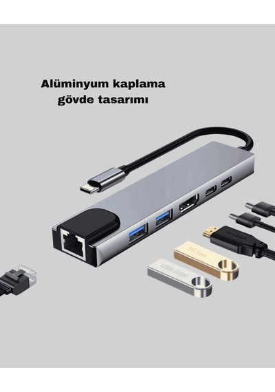Type-c Çoklu Dönüştürücü, Alüminyum Gövde, Hızlı Veri Aktarımı 0
