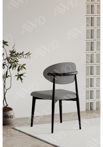Avvio Siyah Polo Sandalye Mutfak Salon Yemek Odası Sandalyesi Metal Ayak Gri