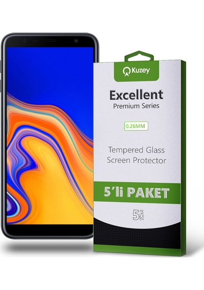 Samsung Galaxy J4 Plus ile Uyumlu Kırılmaz Temperli Ekran Koruyucu Cam Ekonomik 5'li Paket