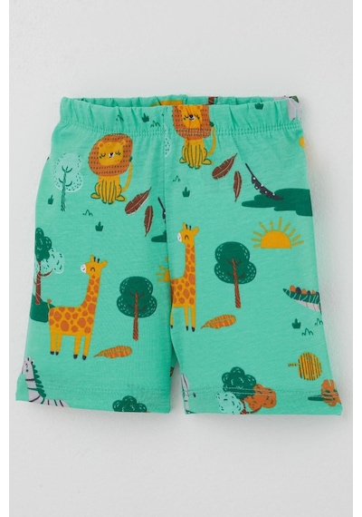 Breeze Erkek Bebek Şortlu Pijama Takımı Safari Temalı Sevimli Hayvancıklar Desenli 4 Ay - 1 Yaş , Yeşil