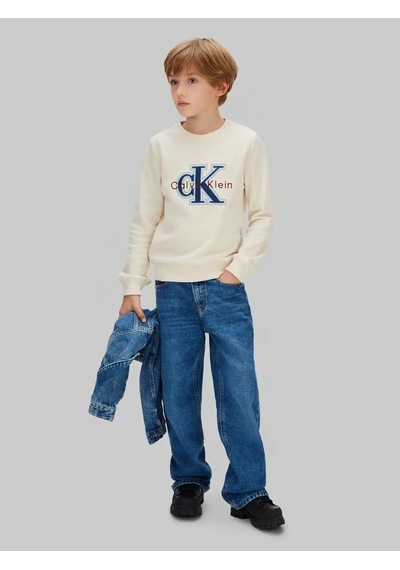 Calvin Klein Festıve Mono Sweatsh Krem Erkek Çocuk Sweatshirt