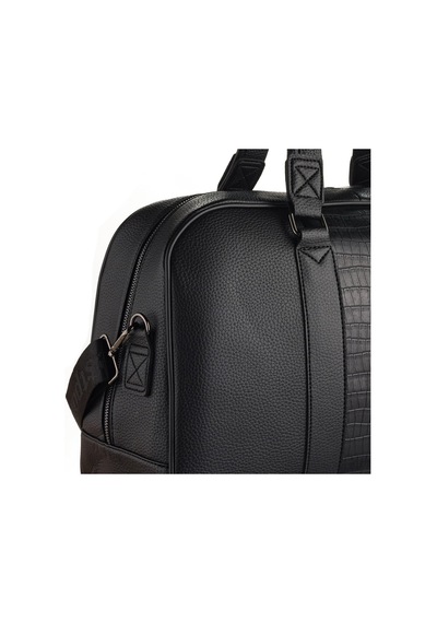 Westpolo Unisex Vegan Deri Seyahat, Spor Çantası - Siyah Siyah