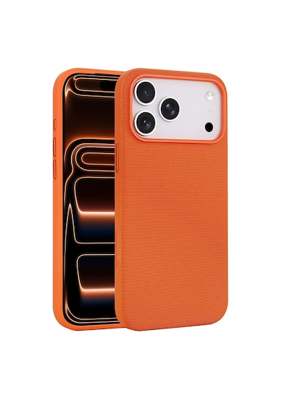 Maks Technology Apple Uyumlu iPhone 17 Pro Max Kılıf M-safe Şarj Özellikli Kumaş Tasarımlı Mkst Miami Sert Pc Kapak - Turuncu