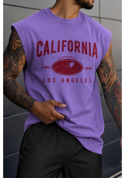 Cool Tarz Erkek Oversize Kolsuz Tişört %100 Pamuk California Baskılı Bisiklet Yaka Atlet Mor Mor Cool Tarz Erkek Oversize Kolsuz Tişört %100 Pamuk California Baskılı Bisiklet Yaka Atlet Mor Mor